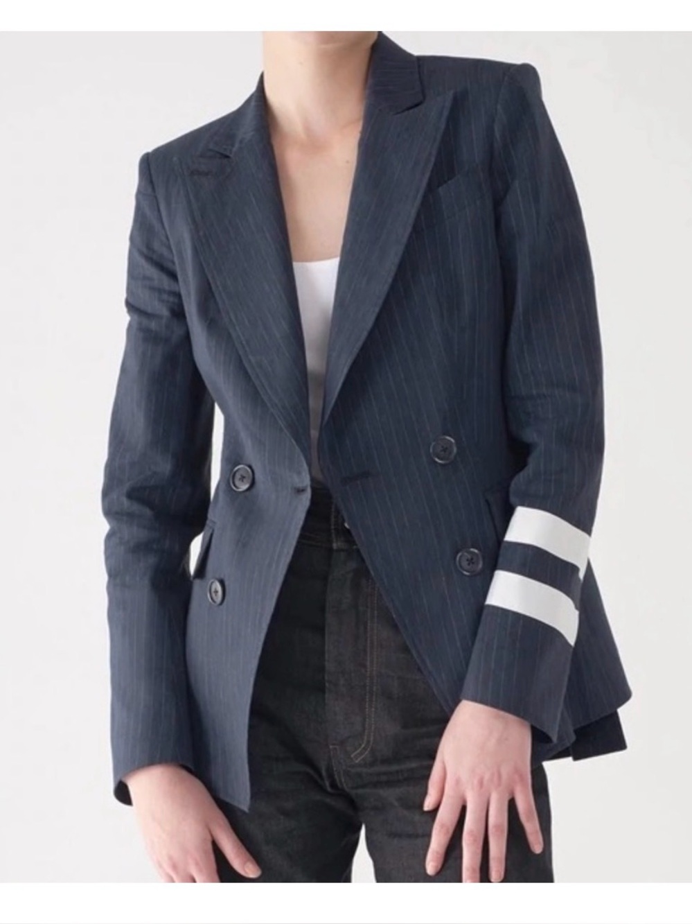 SOSKEN STUDIOS FELIPA PETROL DOUBLE BREASTED BLAZER